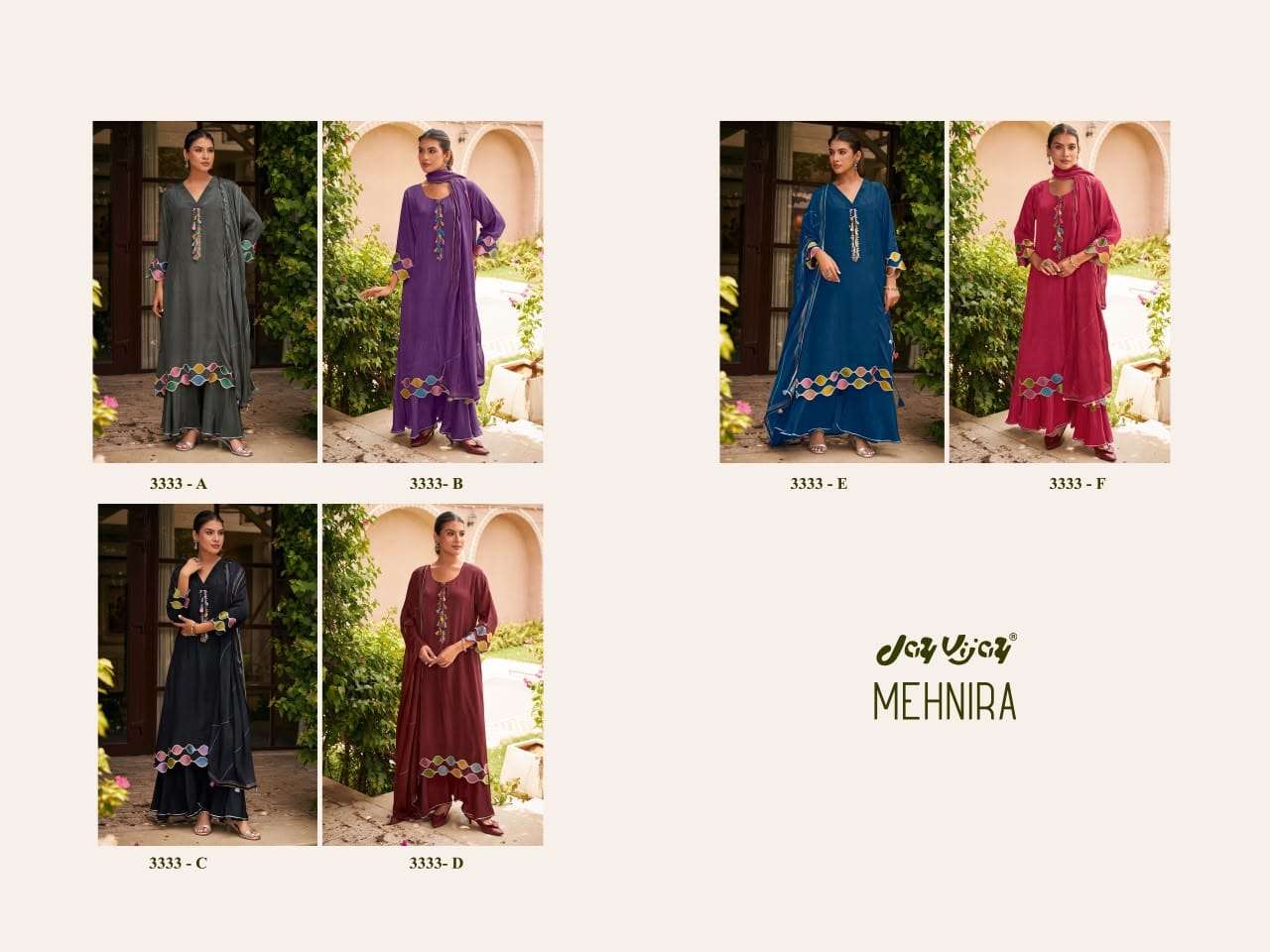Jay Vijay Mehnira 3333 Natural Crape Dress Material