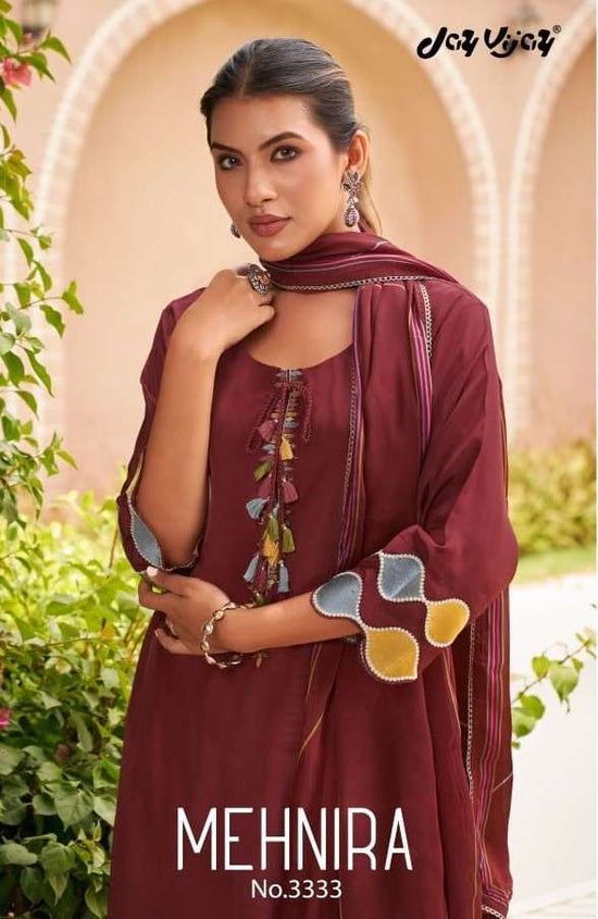Jay Vijay Mehnira 3333 Natural Crape Dress Material