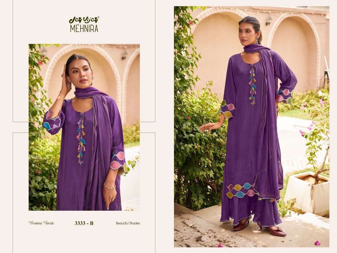 Jay Vijay Mehnira 3333 Natural Crape Dress Material