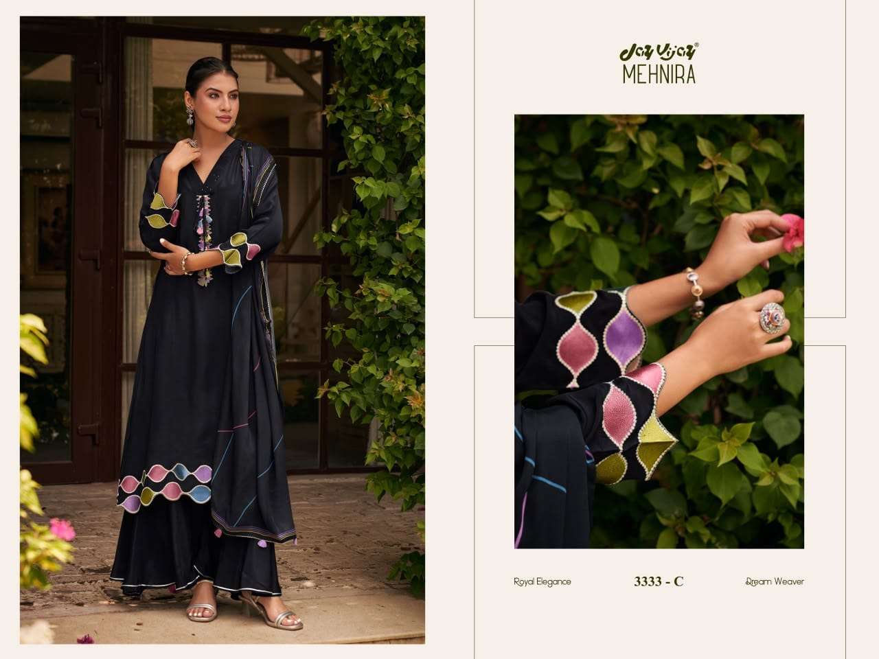 Jay Vijay Mehnira 3333 Natural Crape Dress Material