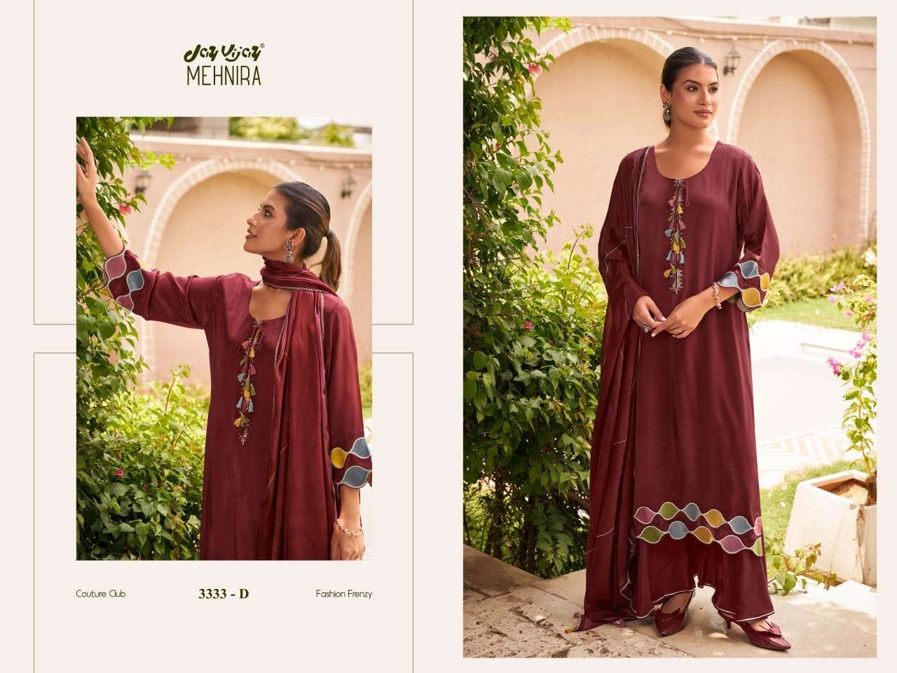 Jay Vijay Mehnira 3333 Natural Crape Dress Material