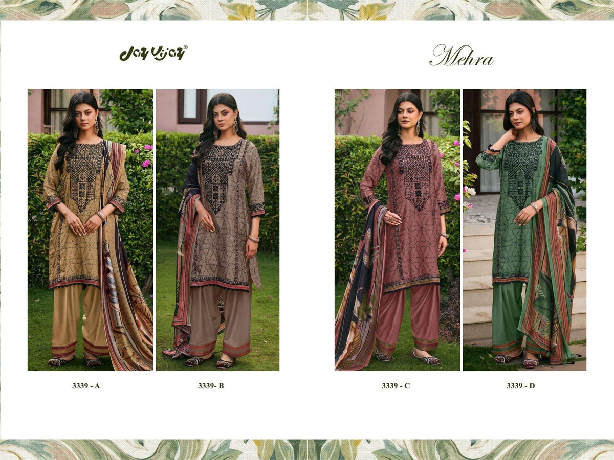 Jay Vijay Mehra 3339 Bemberg Tussar Silk Salwar Suit - Amrah Wholesale