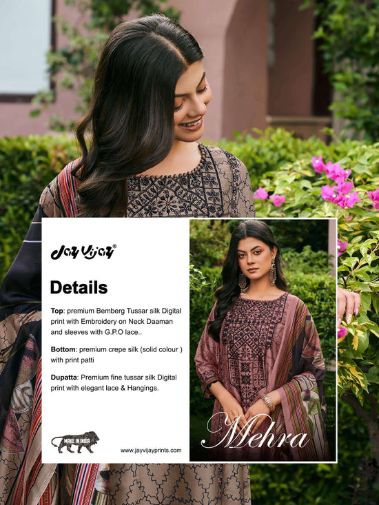 Jay Vijay Mehra 3339 Bemberg Tussar Silk Salwar Suit
