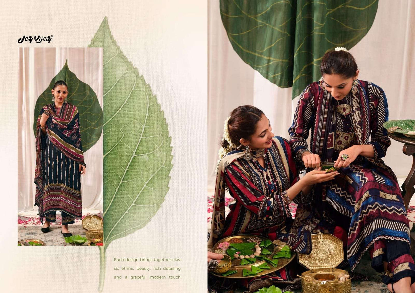 Jay Vijay Mehroom Premium Kutch Satin Ajrak Dress Material