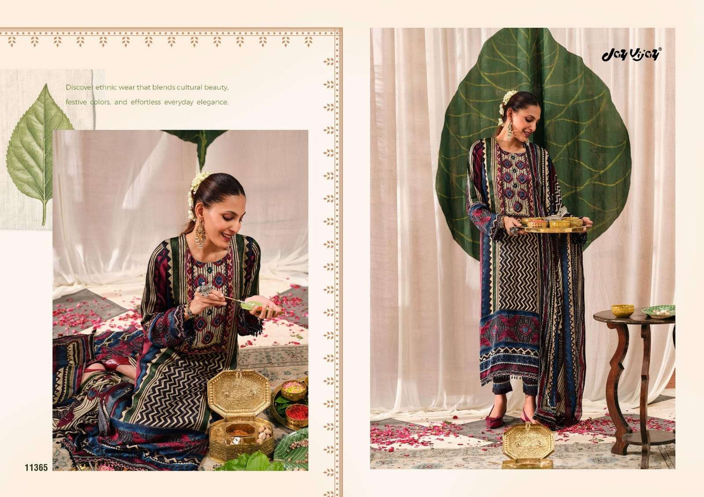 Jay Vijay Mehroom Premium Kutch Satin Ajrak Dress Material