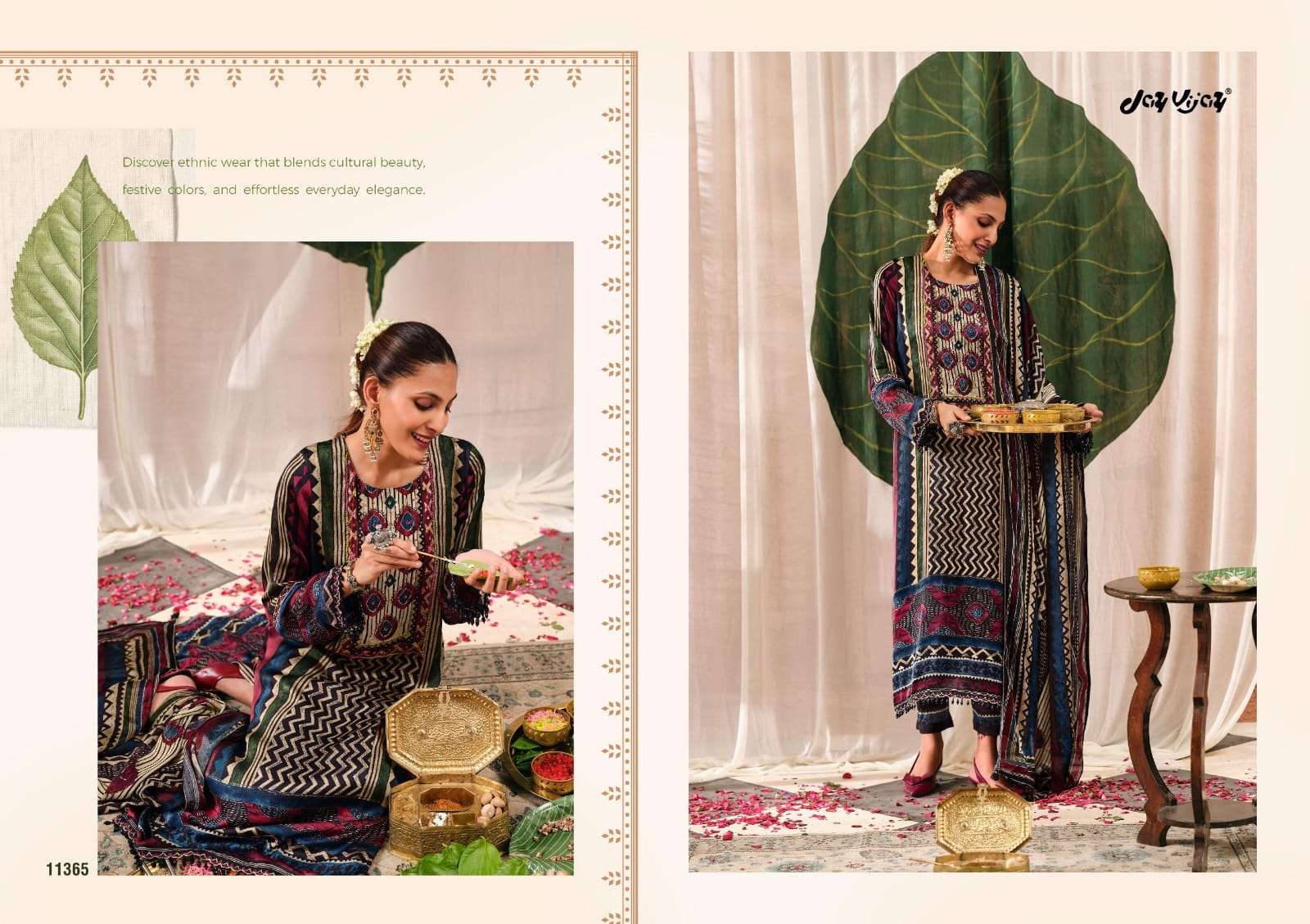 Jay Vijay Mehroom Premium Kutch Satin Ajrak Dress Material