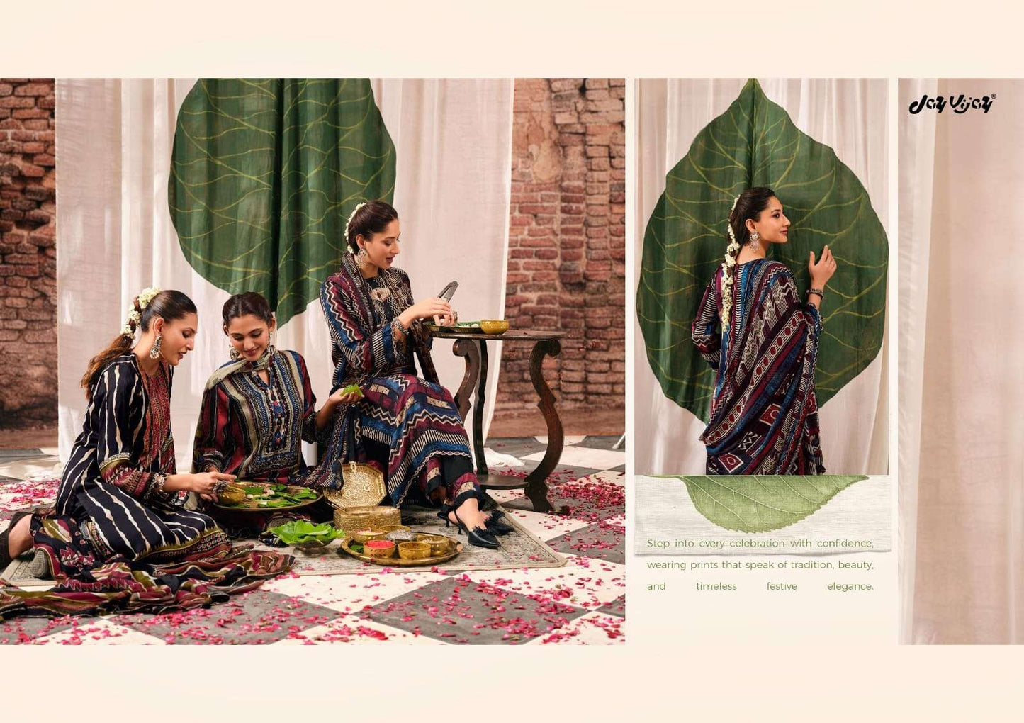 Jay Vijay Mehroom Premium Kutch Satin Ajrak Dress Material