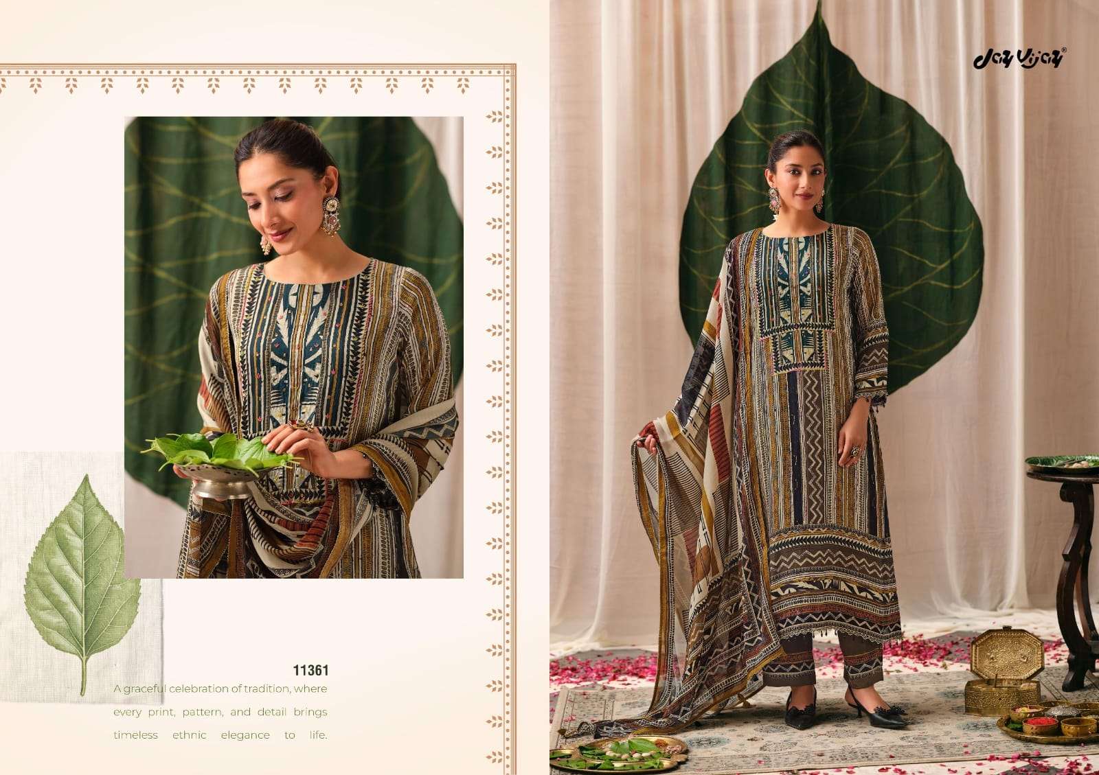 Jay Vijay Mehroom Premium Kutch Satin Ajrak Dress Material