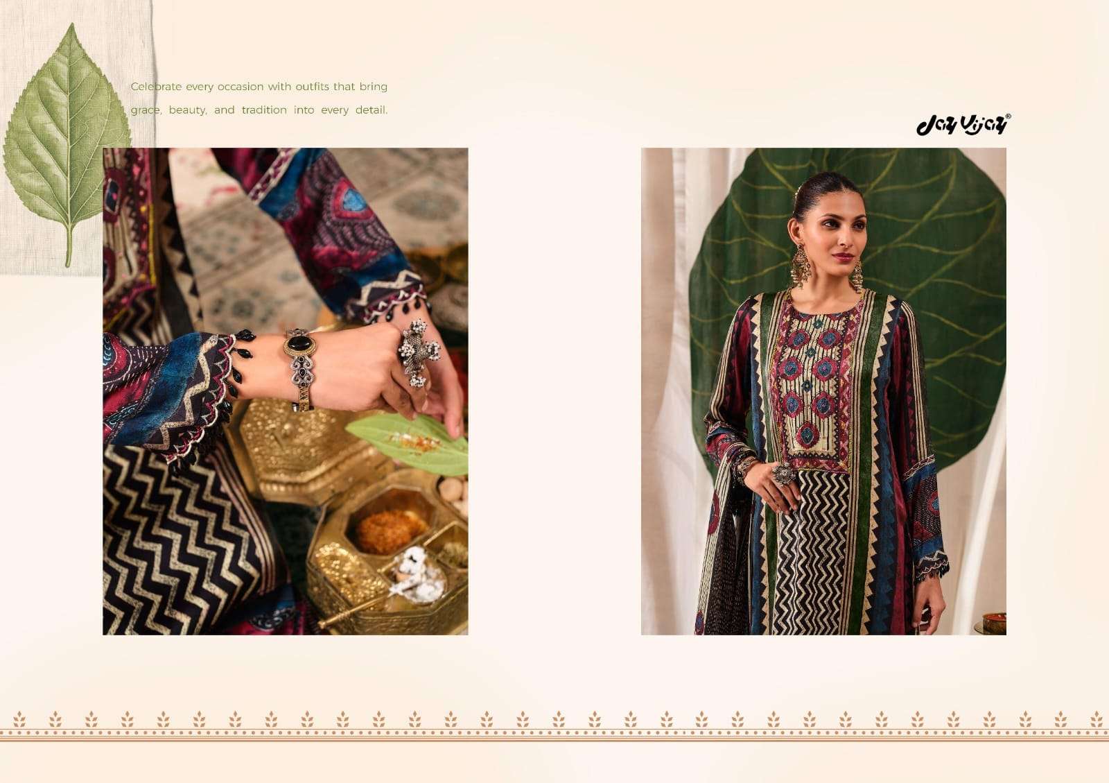 Jay Vijay Mehroom Premium Kutch Satin Ajrak Dress Material