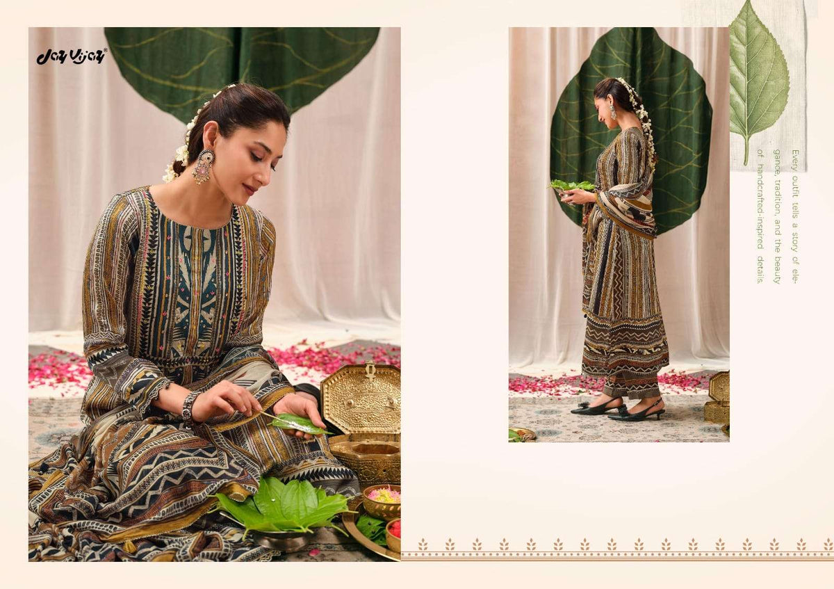 Jay Vijay Mehroom Premium Kutch Satin Ajrak Dress Material - Amrah Wholesale