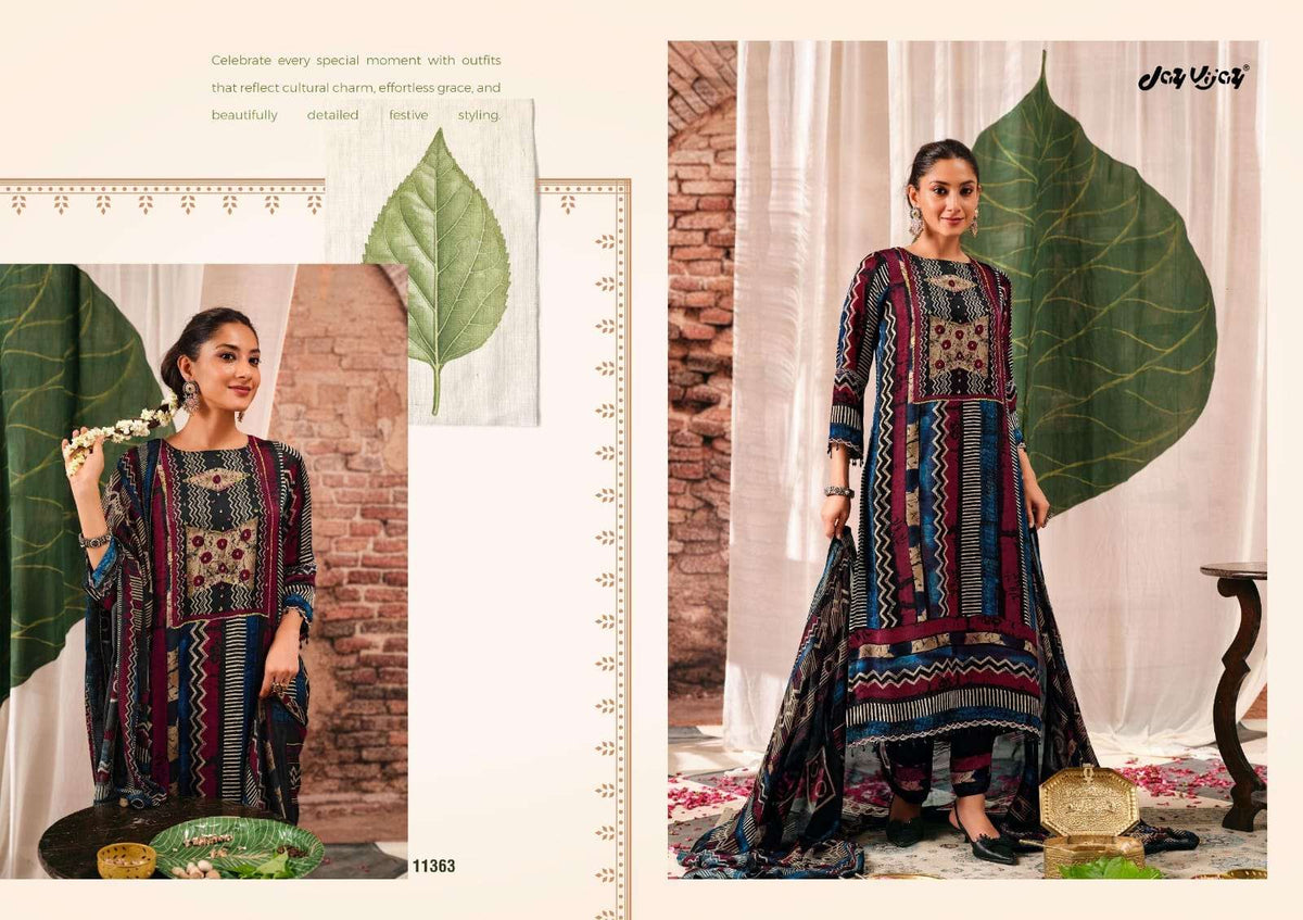 Jay Vijay Mehroom Premium Kutch Satin Ajrak Dress Material - Amrah Wholesale