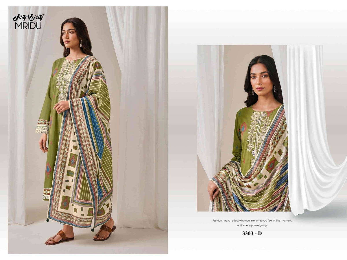 Jay Vijay Mridu 3303 Fancy Cotton Dress Material - Amrah Wholesale