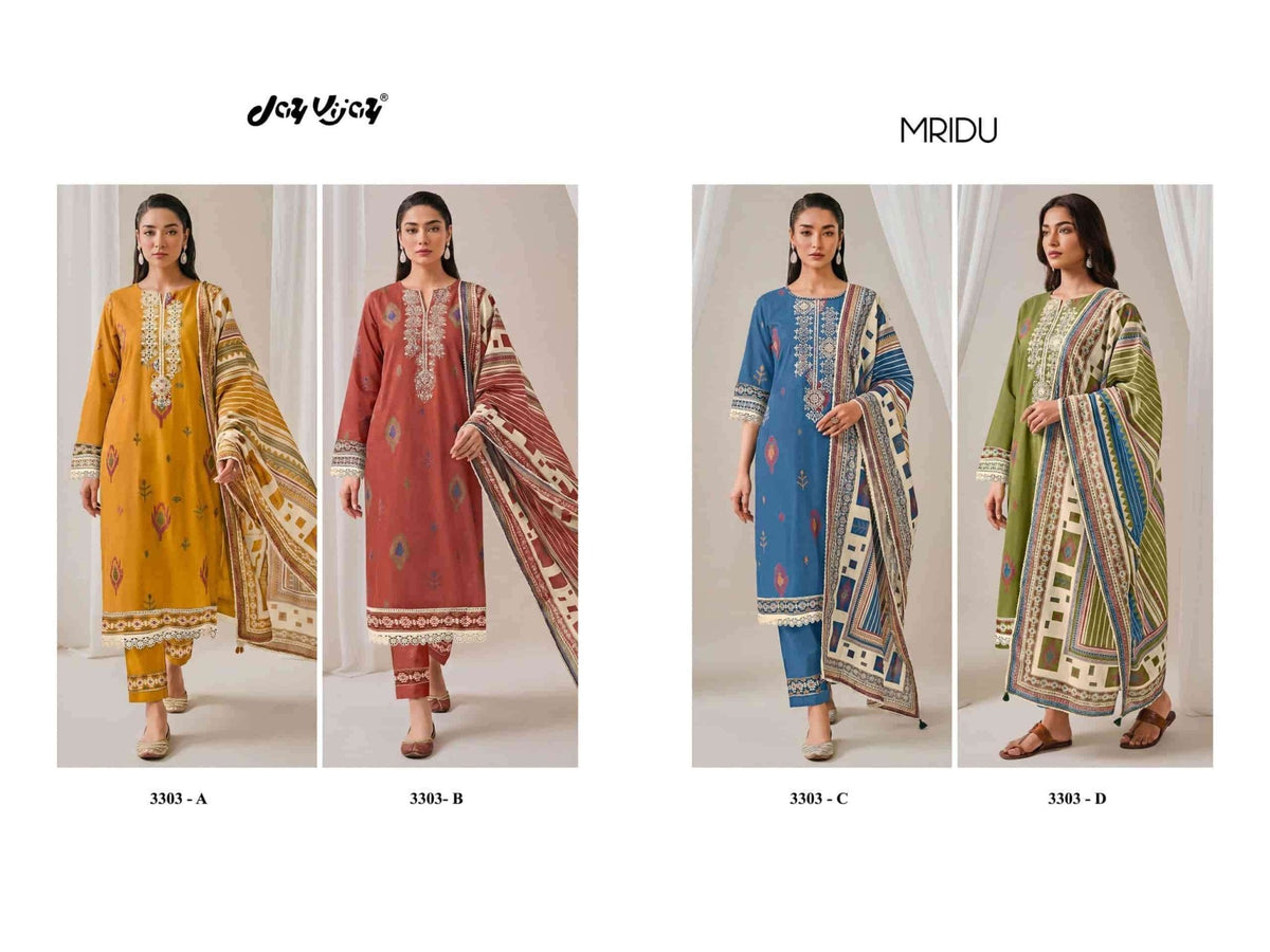 Jay Vijay Mridu 3303 Fancy Cotton Dress Material - Amrah Wholesale