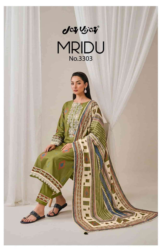 Jay Vijay Mridu 3303 Fancy Cotton Dress Material - Amrah Wholesale