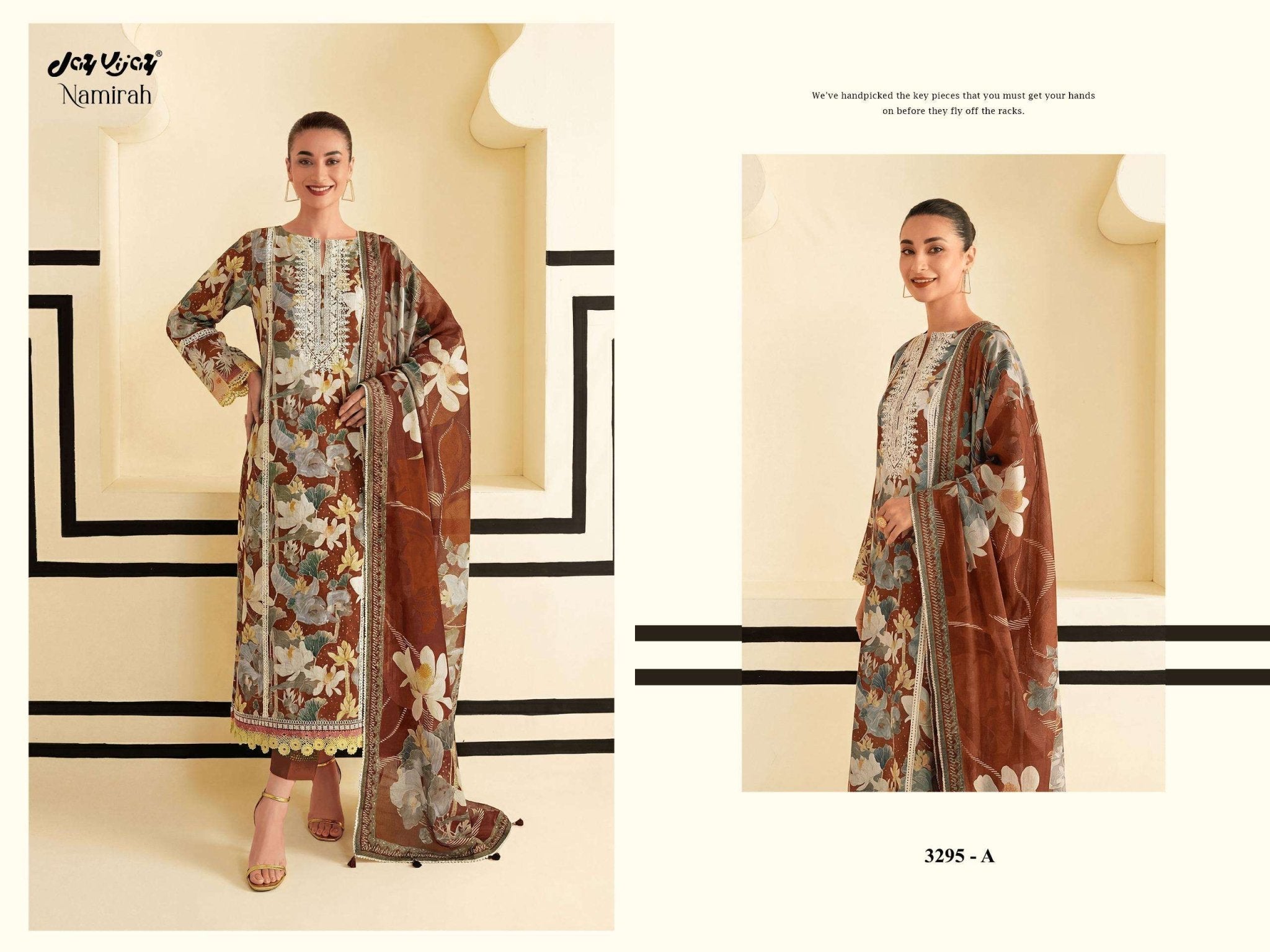 Jay Vijay Namirah 3295 Dress Material Wholesale Catalogue - Amrah Wholesale