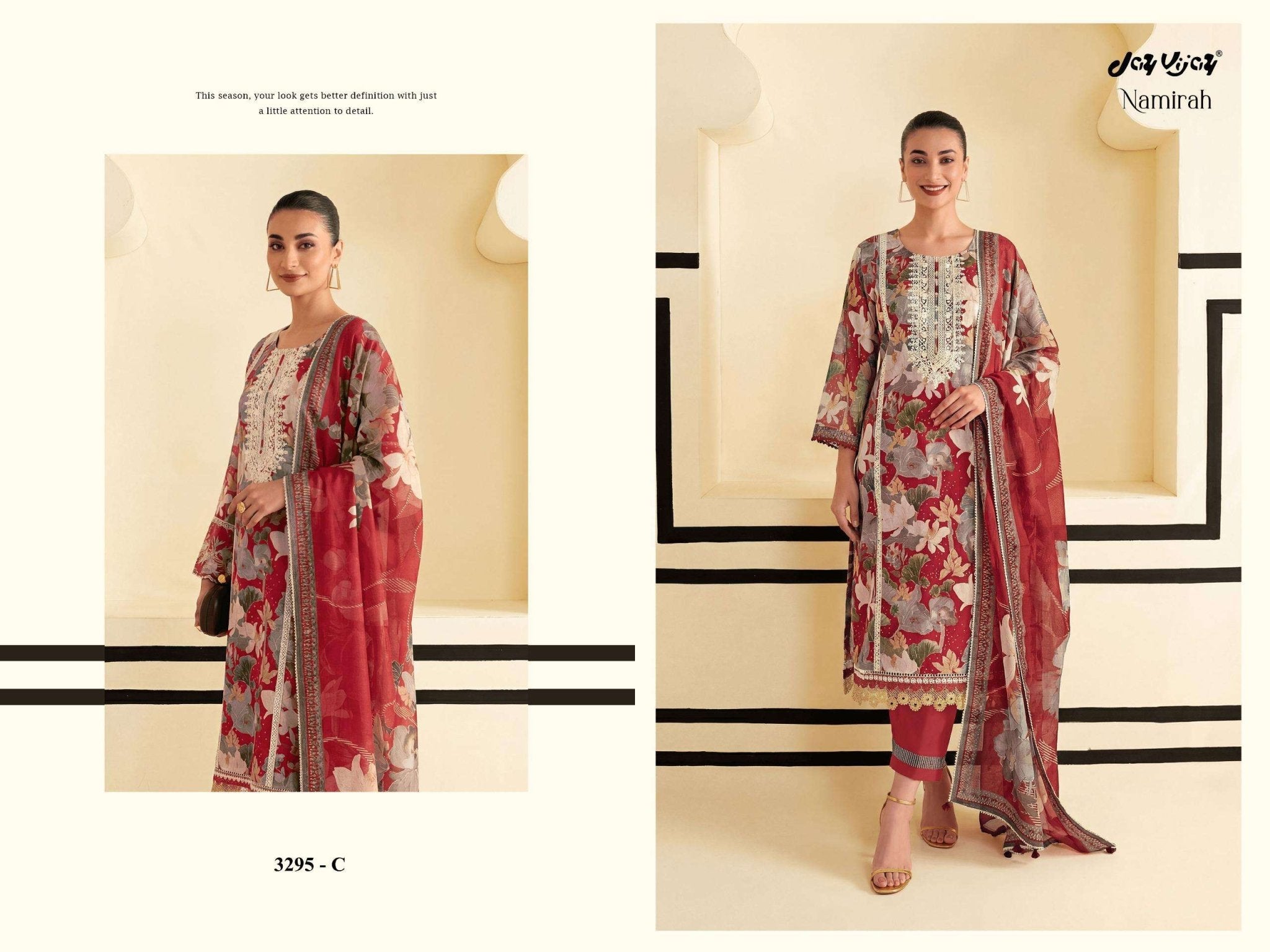 Jay Vijay Namirah 3295 Dress Material Wholesale Catalogue - Amrah Wholesale