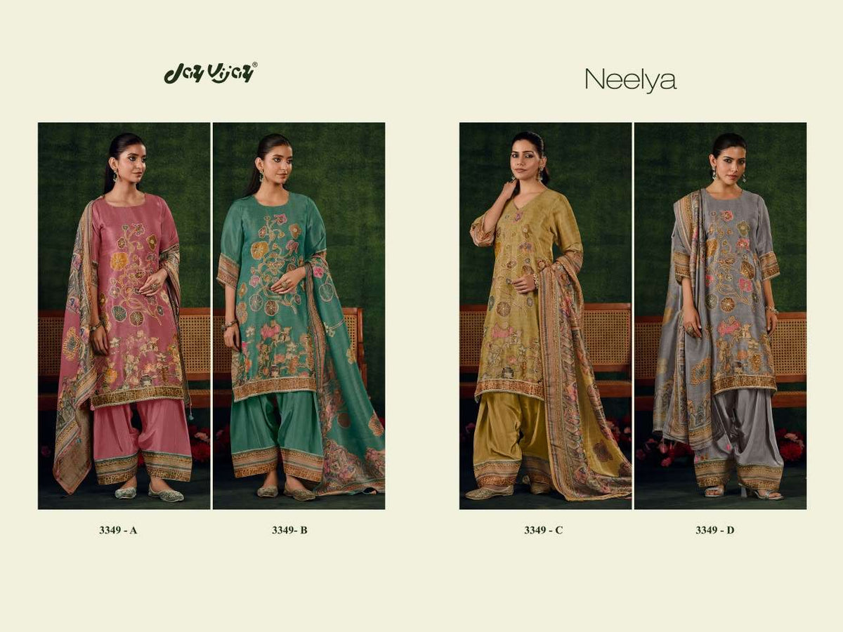 Jay Vijay Neelya 3349 Premium Bemberg Silk Designer Dress Material