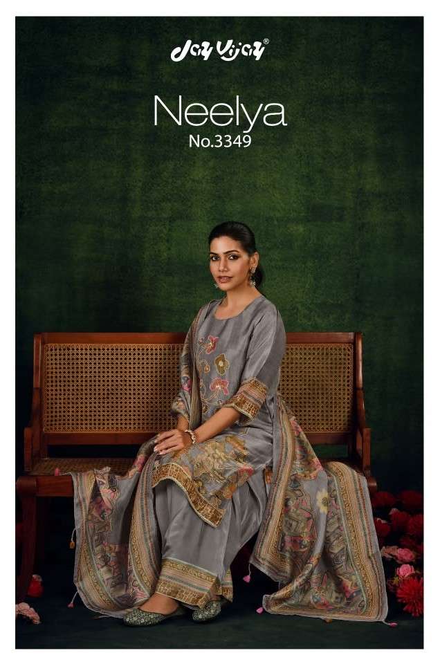 Jay Vijay Neelya 3349 Premium Bemberg Silk Designer Dress Material