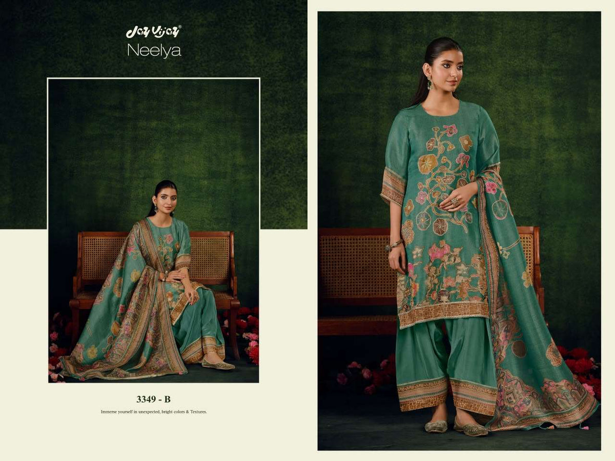 Jay Vijay Neelya 3349 Premium Bemberg Silk Designer Dress Material