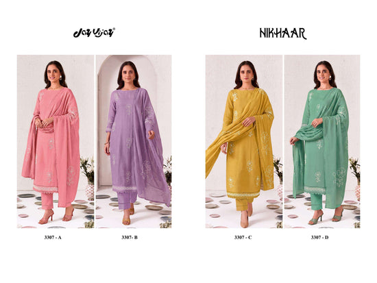 Jay Vijay Nikhaar 3307 Premium Malai Chanderi Dress Material