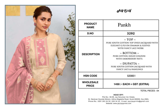 Jay Vijay Pankh 3292 Pure Cotton Dress Material - Amrah Wholesale