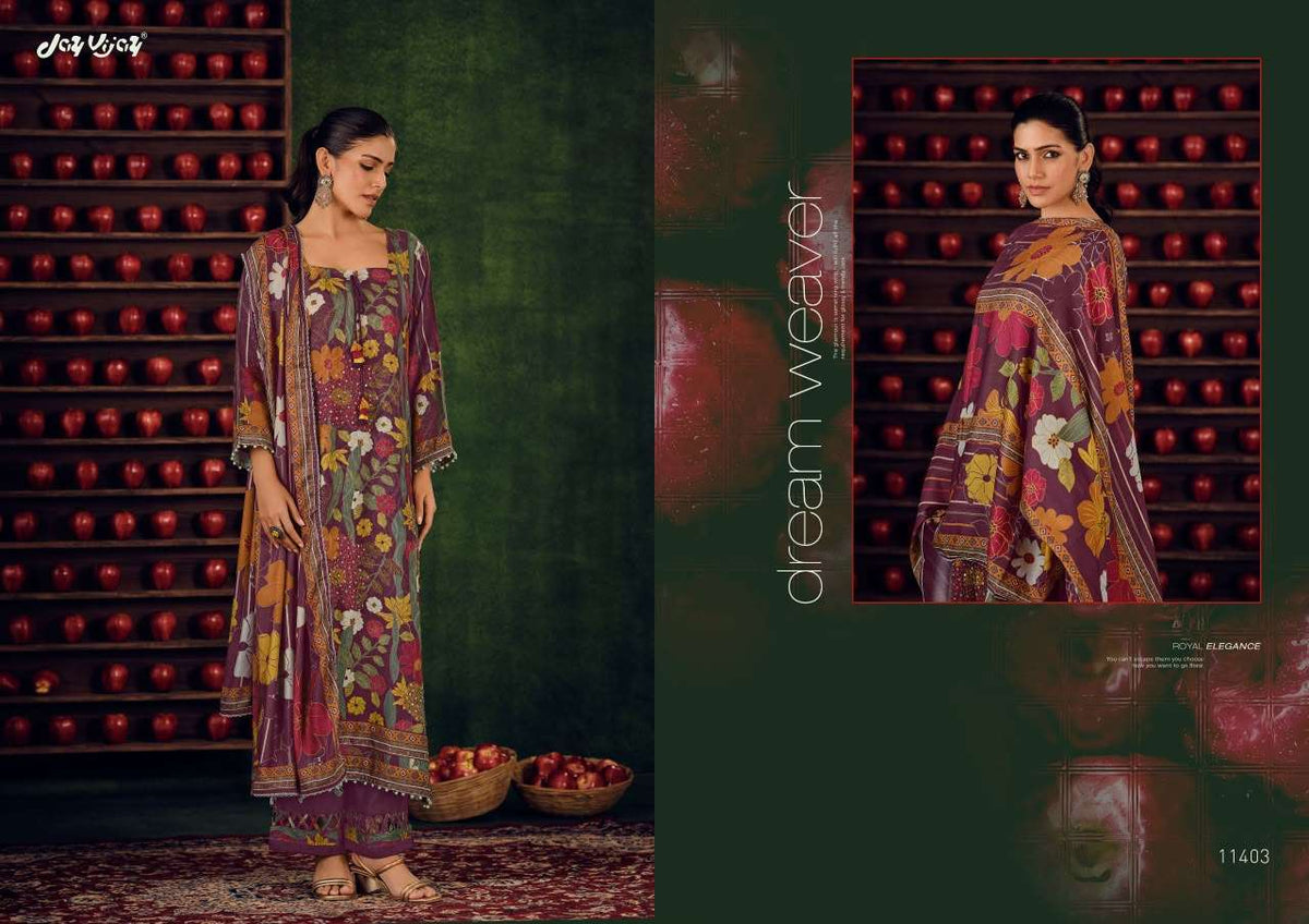 Jay Vijay Pashm Dastan Premium Pashmina Self Jacquard Dress Material