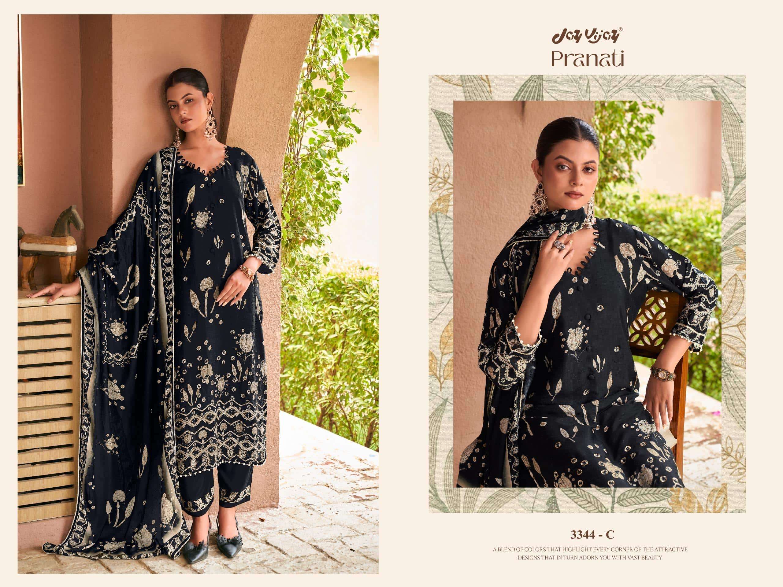 Jay Vijay Pranati 3334 Bemberg Muslin Silk Dress Material
