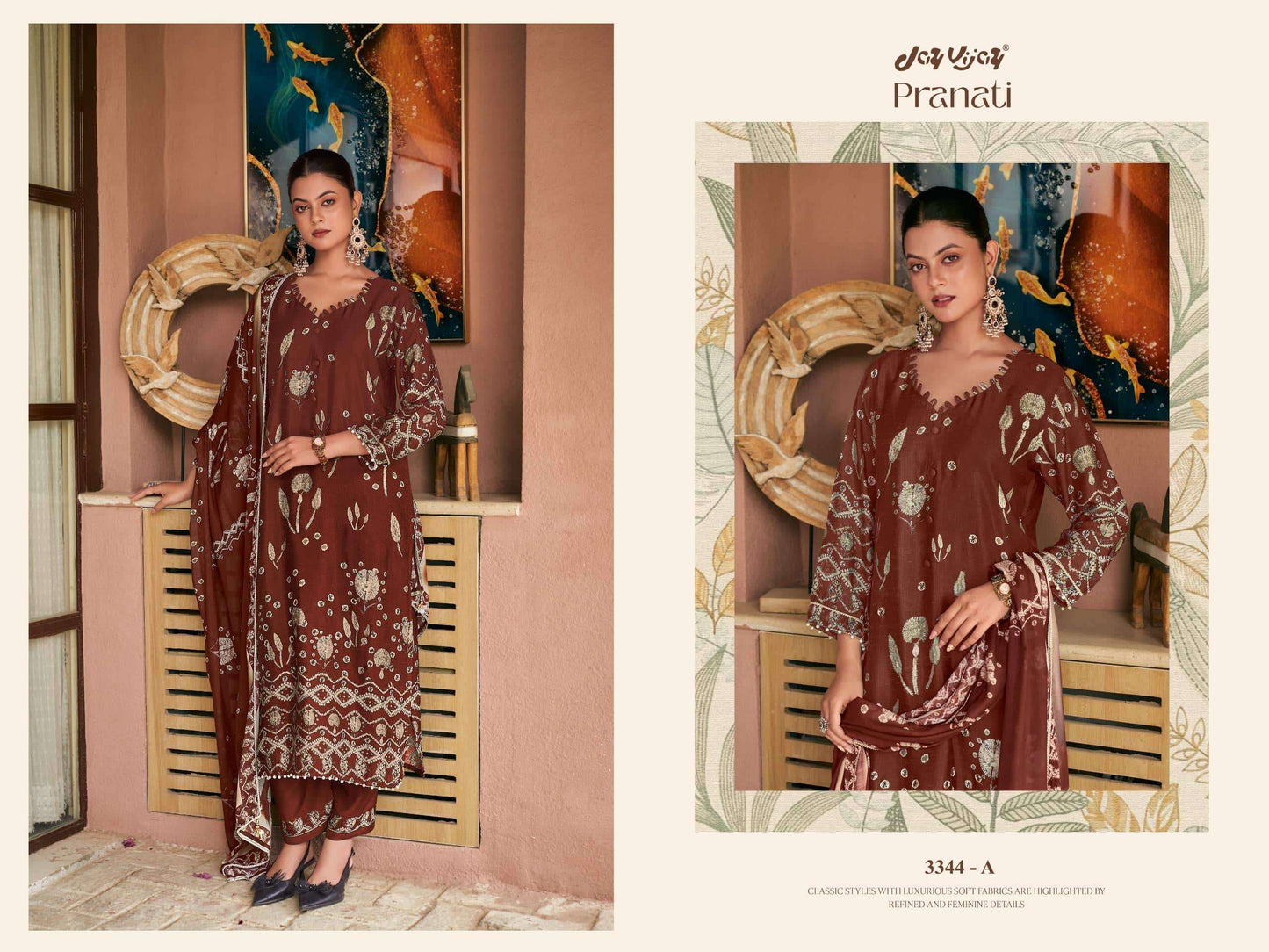 Jay Vijay Pranati 3334 Bemberg Muslin Silk Dress Material
