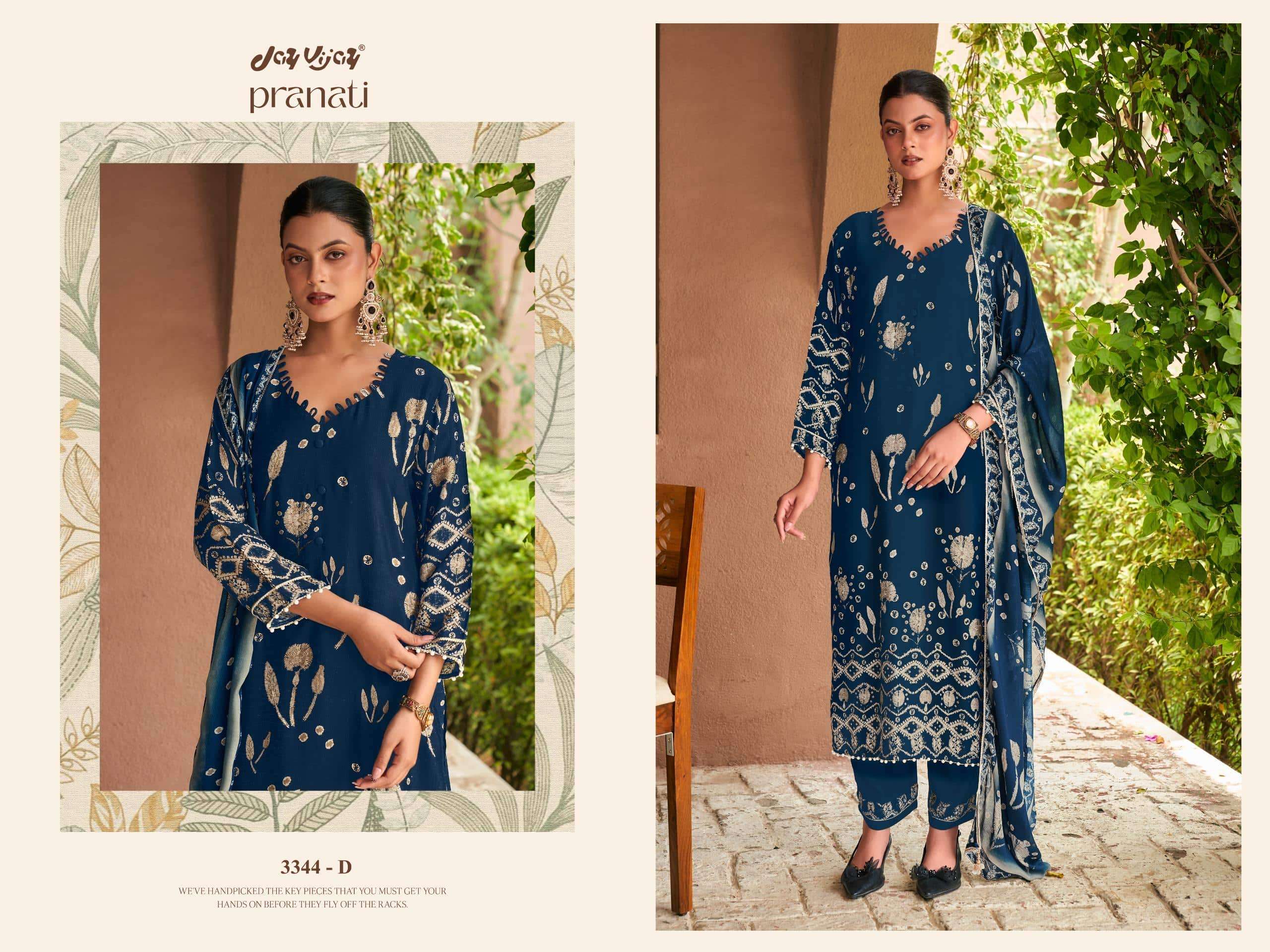 Jay Vijay Pranati 3334 Bemberg Muslin Silk Dress Material