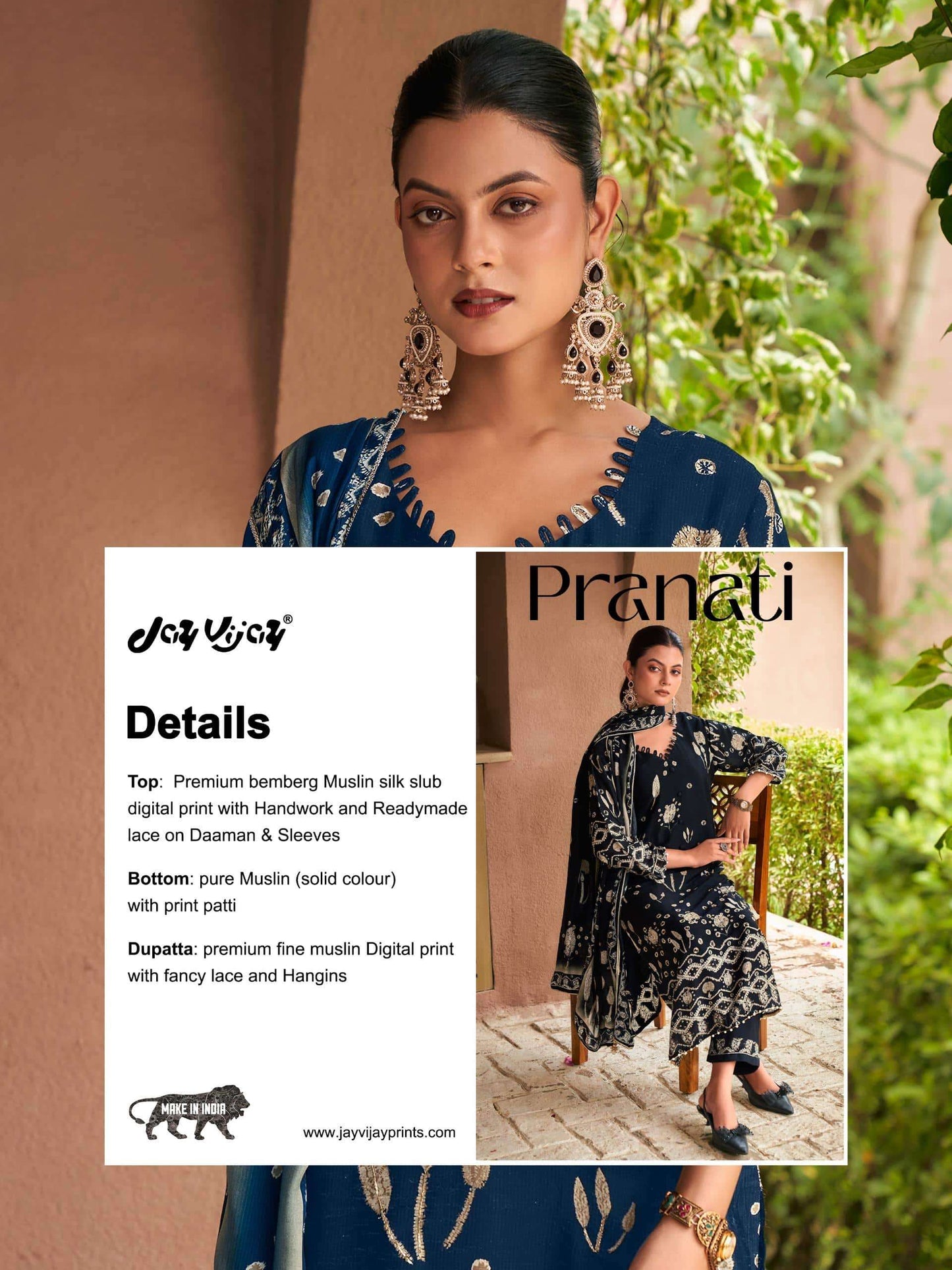 Jay Vijay Pranati 3334 Bemberg Muslin Silk Dress Material