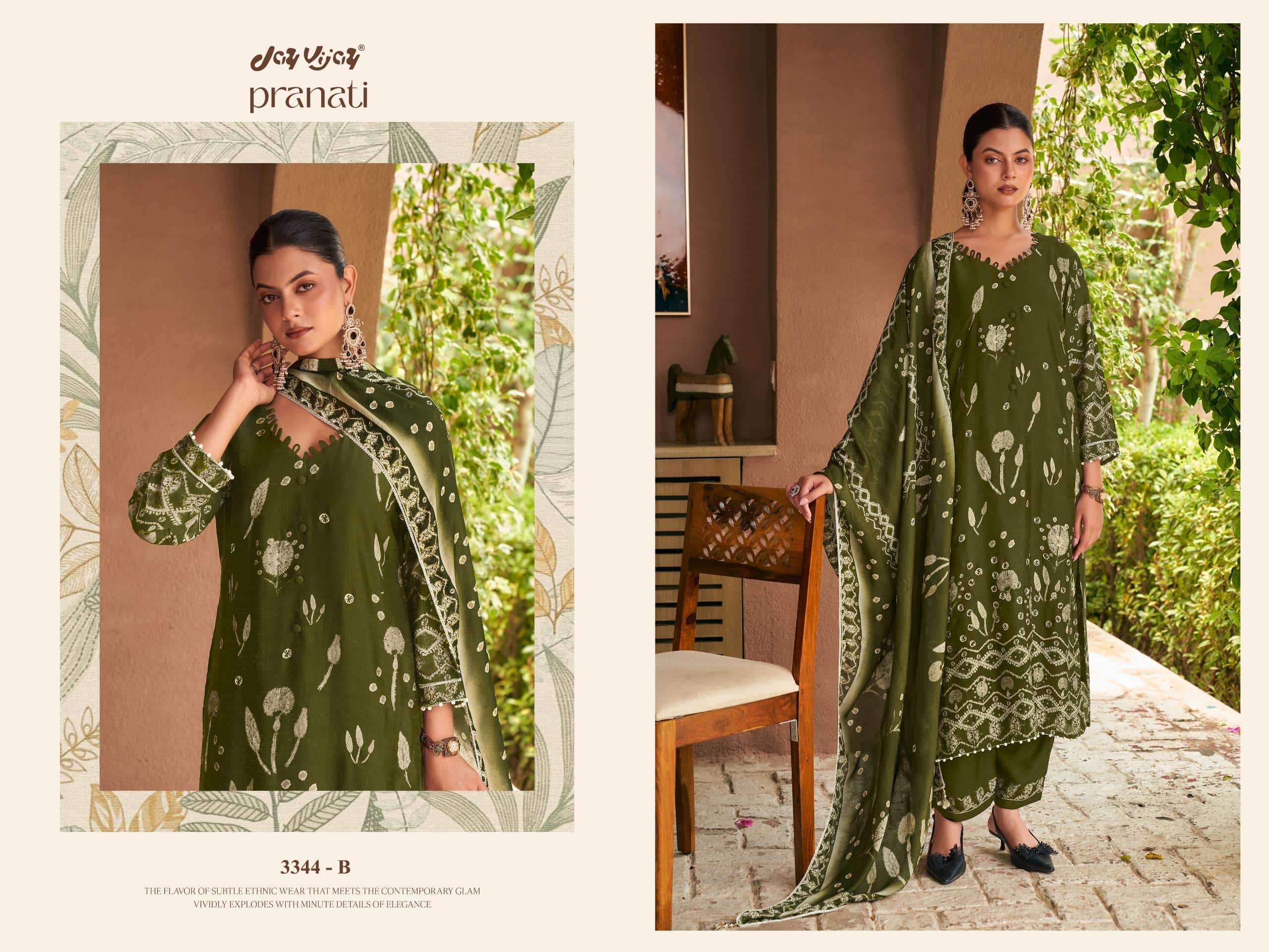 Jay Vijay Pranati 3334 Bemberg Muslin Silk Dress Material