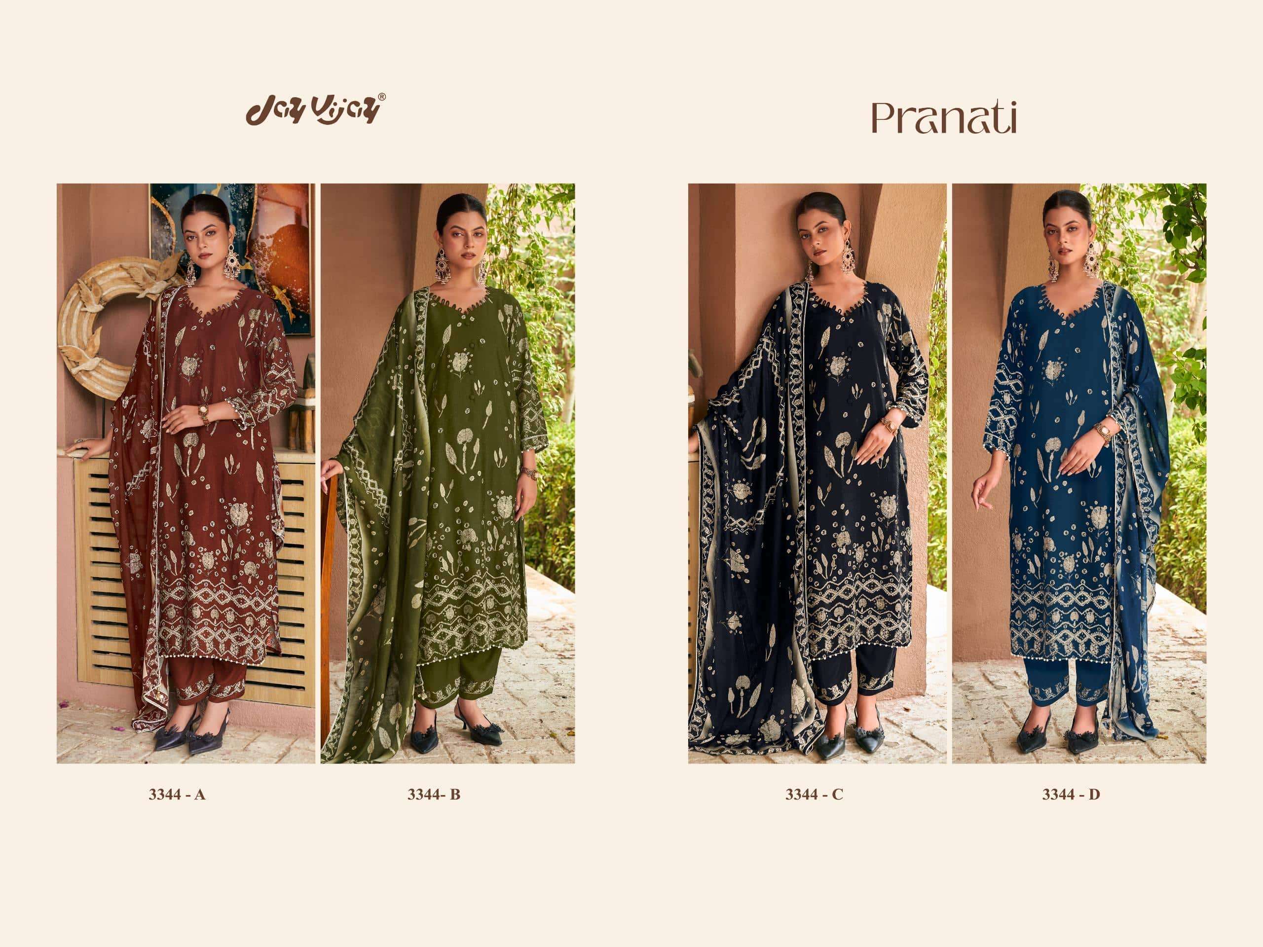 Jay Vijay Pranati 3334 Bemberg Muslin Silk Dress Material