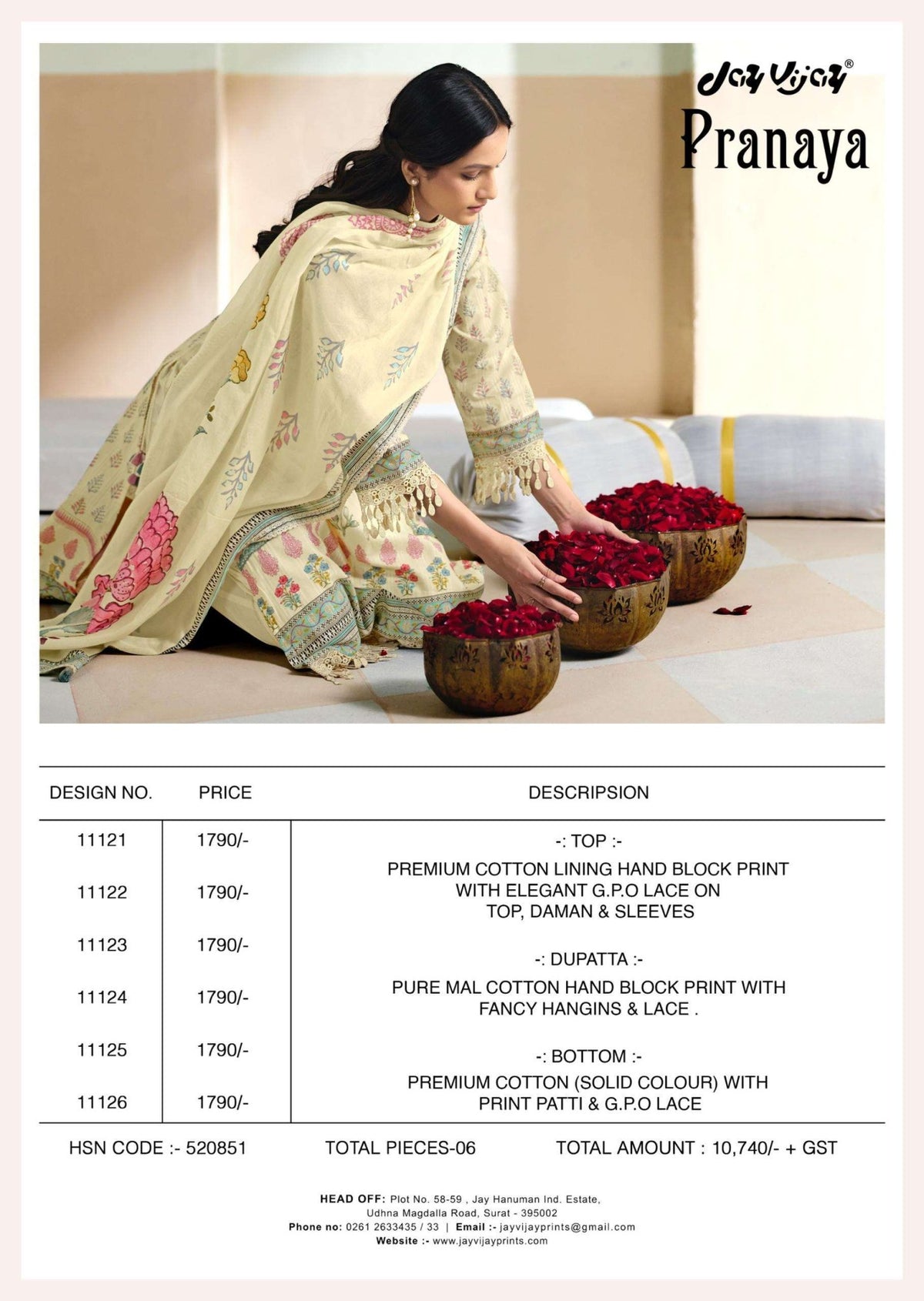 Jay Vijay Pranaya Premium Cotton Dress Material - Amrah Wholesale