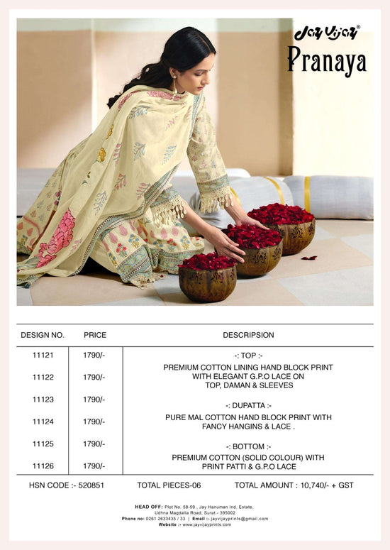 Jay Vijay Pranaya Premium Cotton Dress Material - Amrah Wholesale