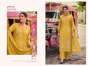 Jay Vijay Pravika 3345 Bemberg Muslin Silk Dress Material
