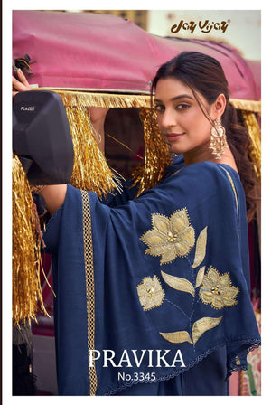 Jay Vijay Pravika 3345 Bemberg Muslin Silk Dress Material