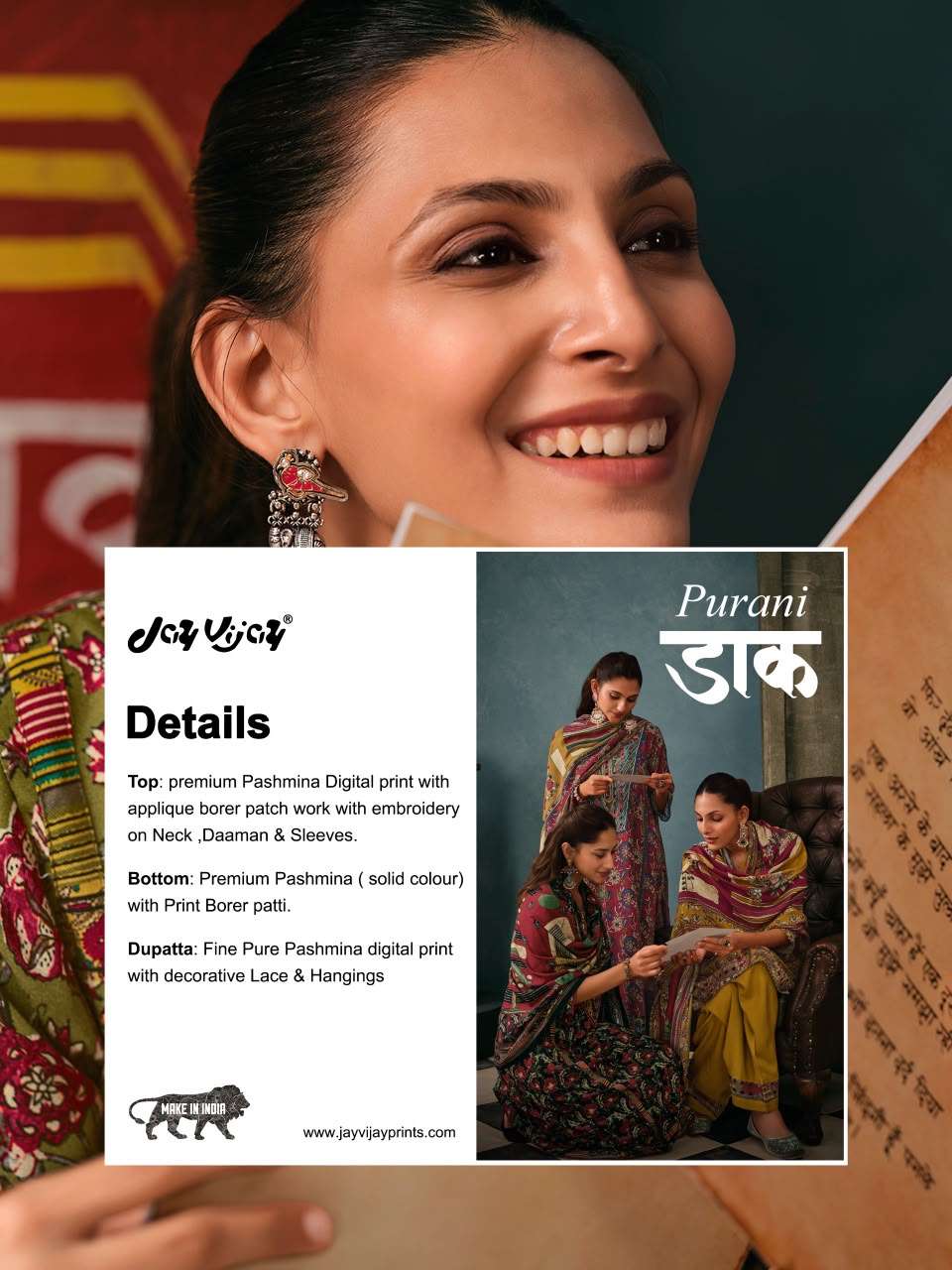 Jay Vijay Purani Dak Premium Pashmina Salwar Suit Catalog