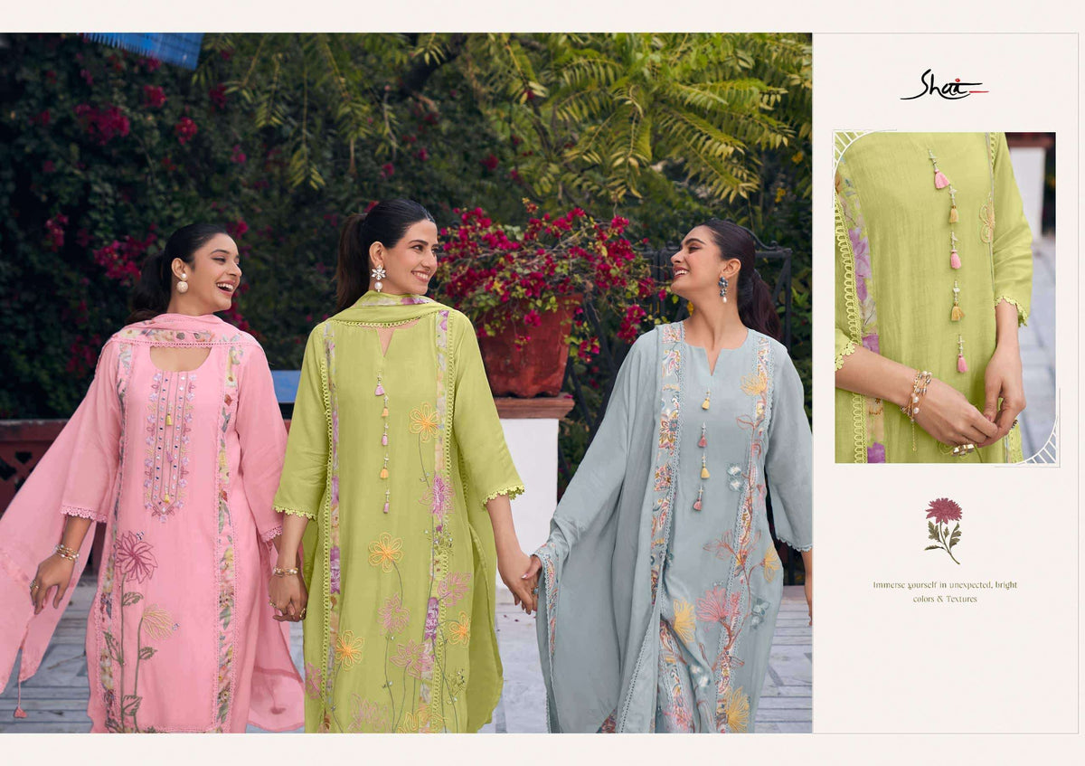 Jay Vijay Raahi Malai Chanderi Dress Material Wholesale Surat - Amrah Wholesale