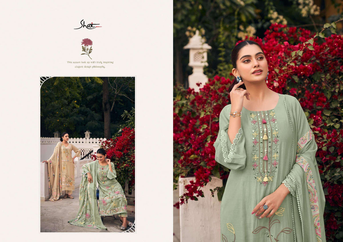 Jay Vijay Raahi Malai Chanderi Dress Material Wholesale Surat - Amrah Wholesale
