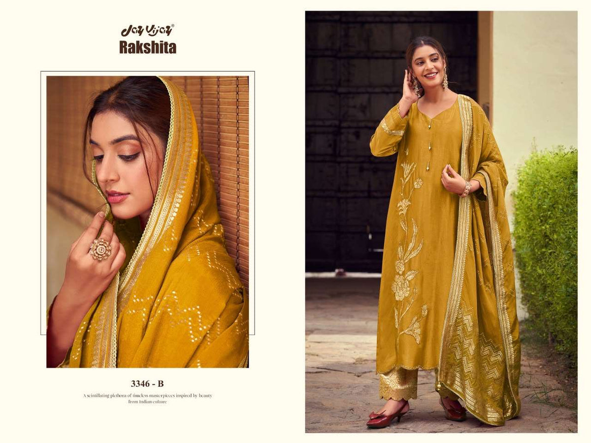 Jay Vijay Rakshita 3346 Bemberg Chiniya Silk Dress Material