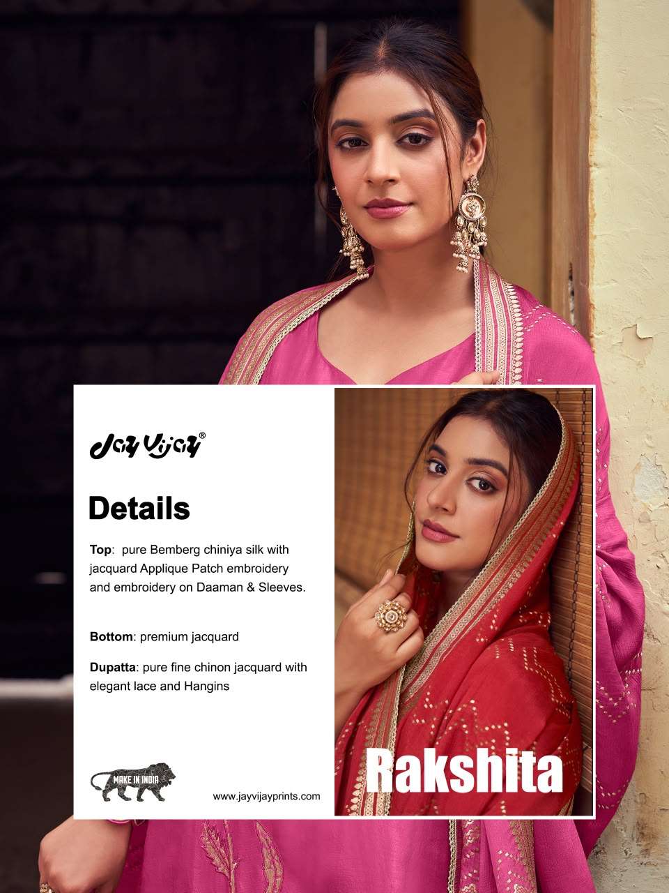 Jay Vijay Rakshita 3346 Bemberg Chiniya Silk Dress Material