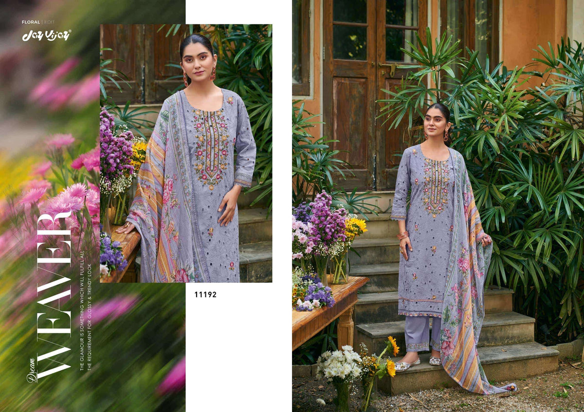 Jay Vijay Rang Baari Cotton Embroidered Dress Material Collection Wholesale
