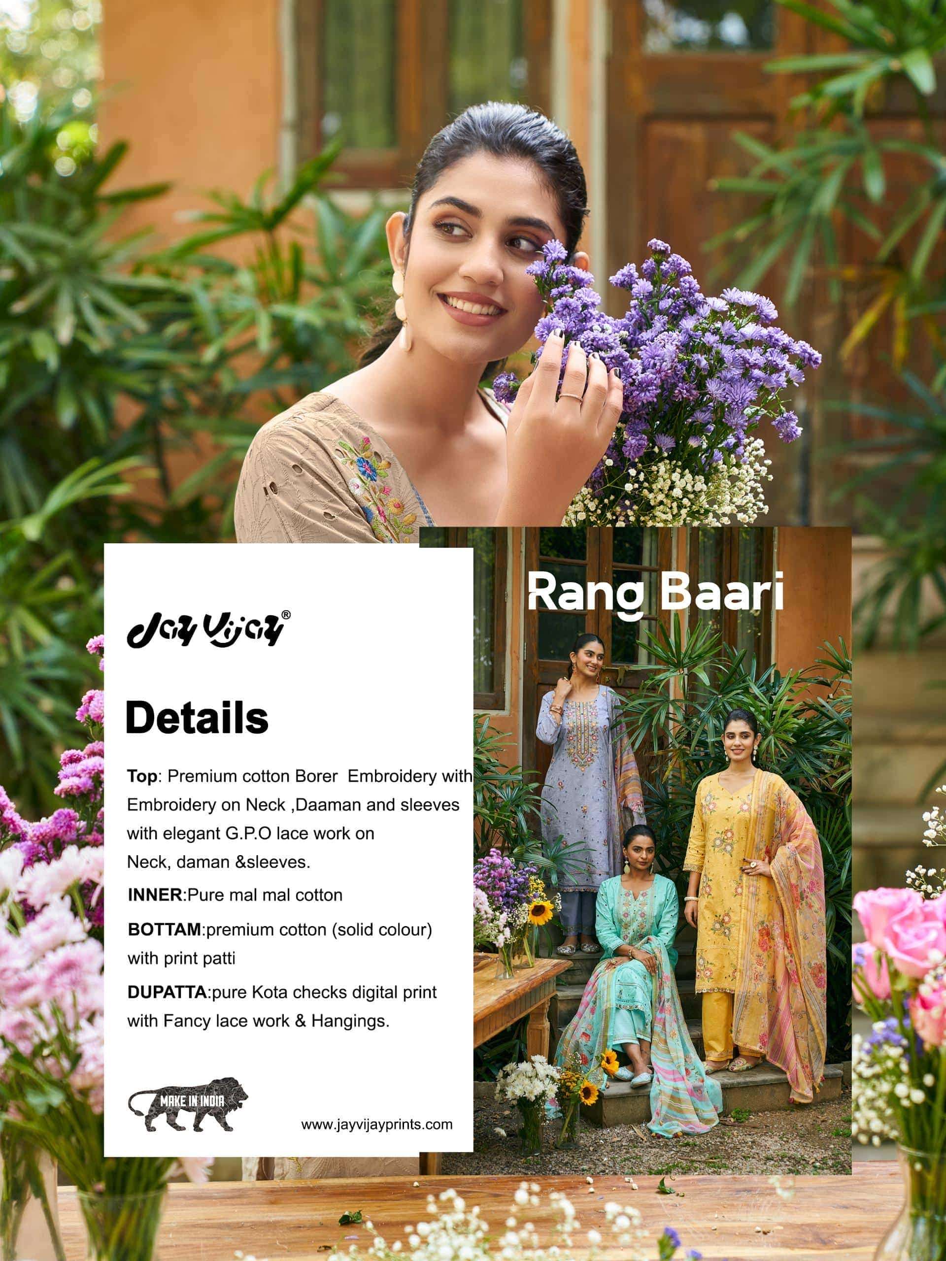 Jay Vijay Rang Baari Cotton Embroidered Dress Material Collection Wholesale
