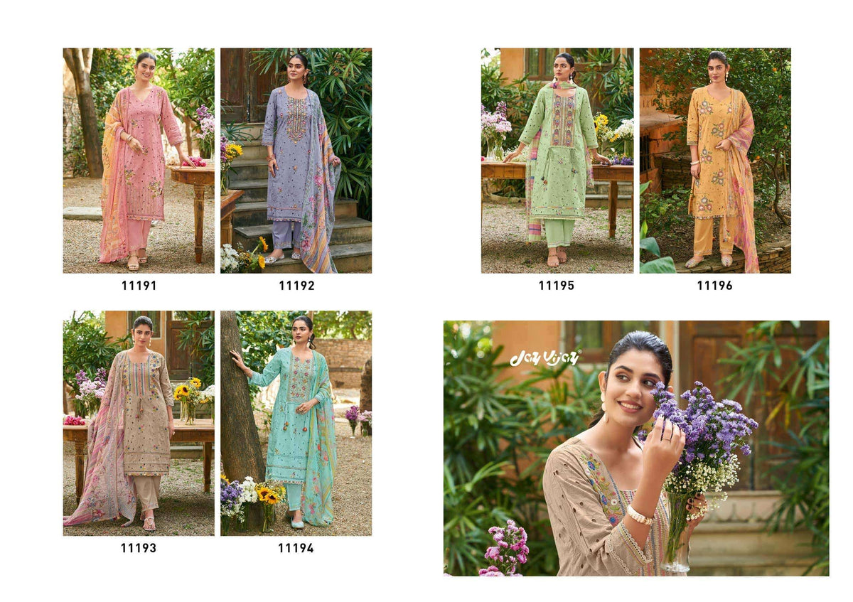 Jay Vijay Rang Baari Cotton Embroidered Dress Material Collection Wholesale