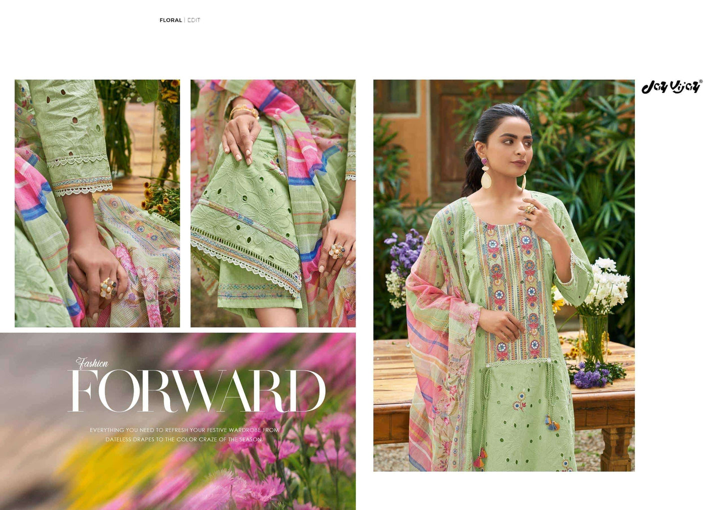 Jay Vijay Rang Baari Cotton Embroidered Dress Material Collection Wholesale