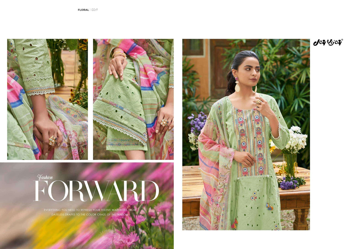 Jay Vijay Rang Baari Cotton Embroidered Dress Material Collection Wholesale