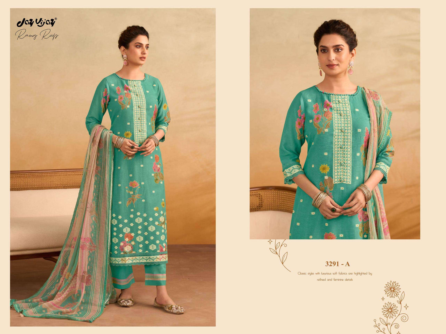 Jay Vijay Rang Roop 3291 Dress Material Wholesale Catalogue - Amrah Wholesale