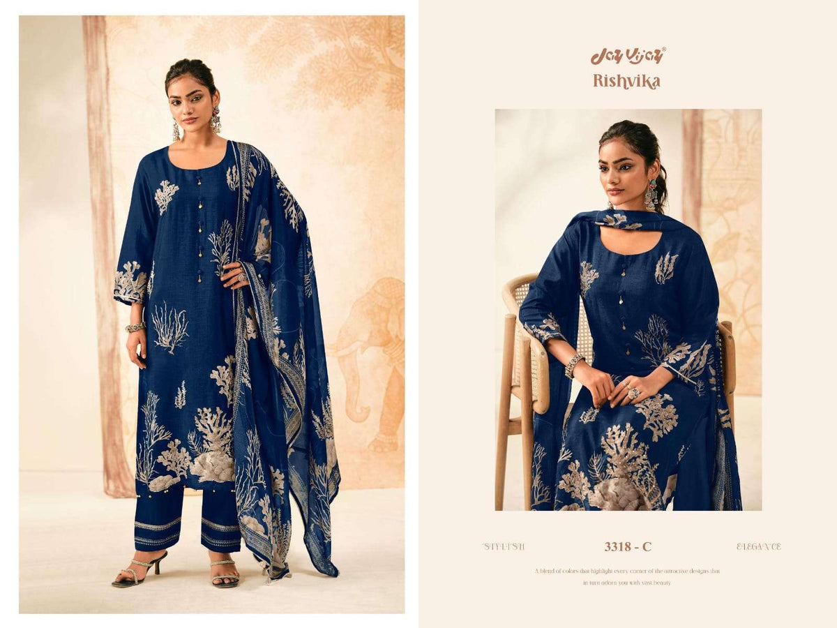 Jay Vijay Rishvika 3318 Premium Bemberg Silk Dress Material - Amrah Wholesale