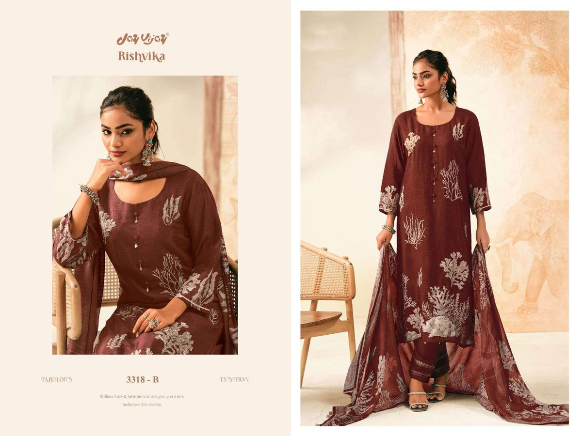 Jay Vijay Rishvika 3318 Premium Bemberg Silk Dress Material - Amrah Wholesale