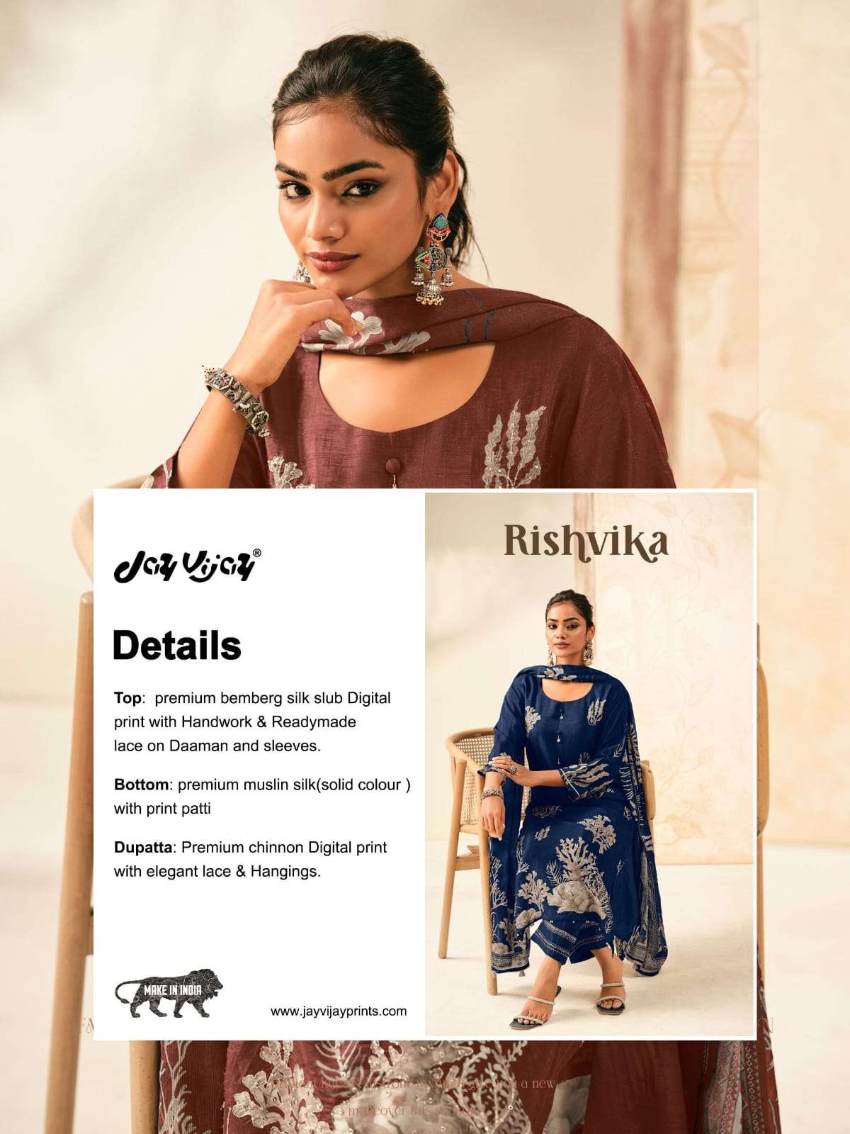 Jay Vijay Rishvika 3318 Premium Bemberg Silk Dress Material - Amrah Wholesale